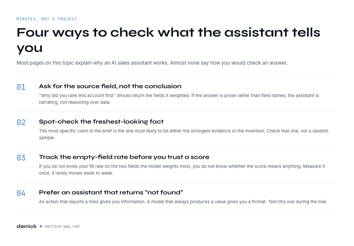 How to verify what an AI sales assistant tells you