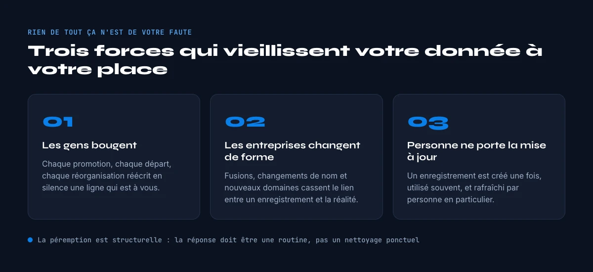 les moteurs structurels de la peremption des donnees B2B