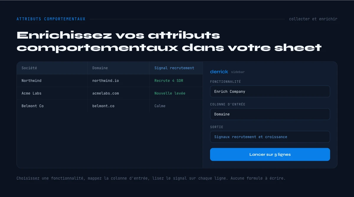enrichir les attributs comportementaux dans Google Sheets