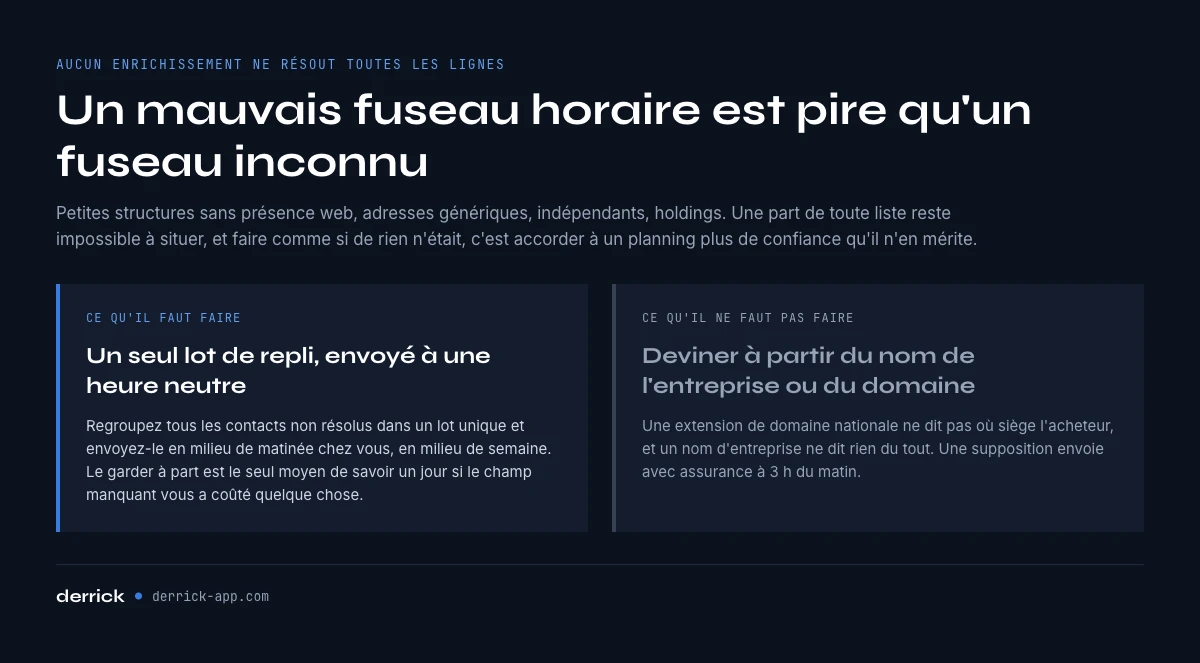 Que faire des contacts dont le fuseau horaire reste introuvable