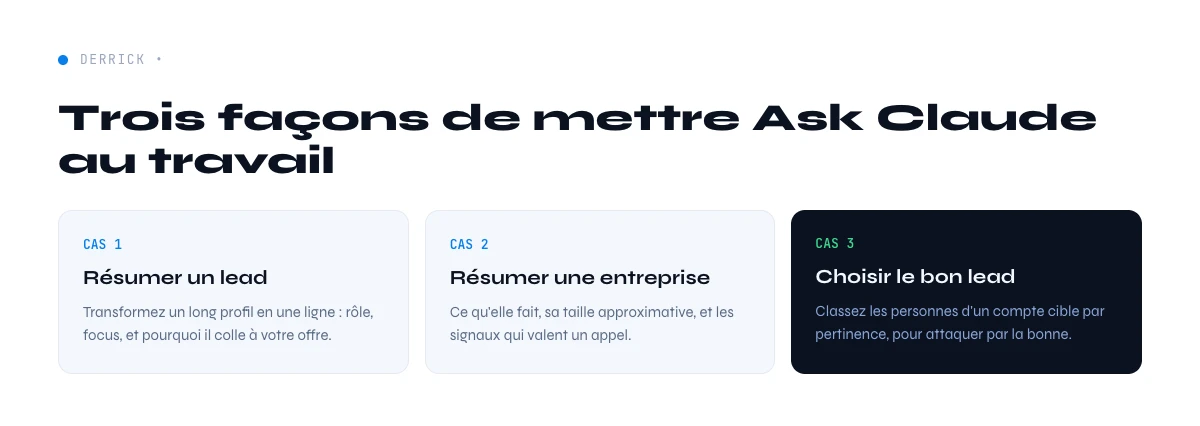 cas d'usage Ask Claude pour la prospection dans Google Sheets