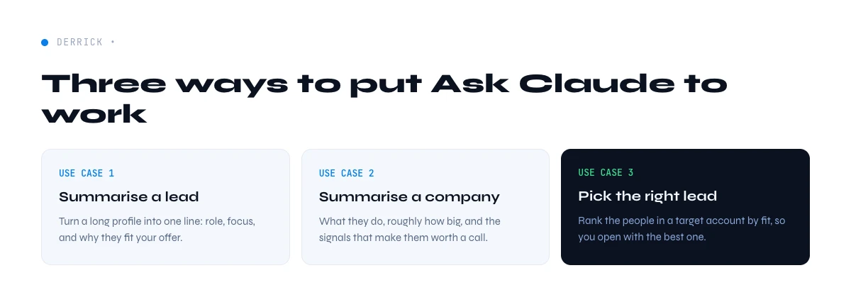Ask Claude prospecting use cases in Google Sheets