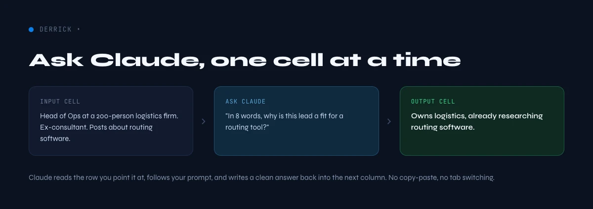 ask Claude in a Google Sheets cell