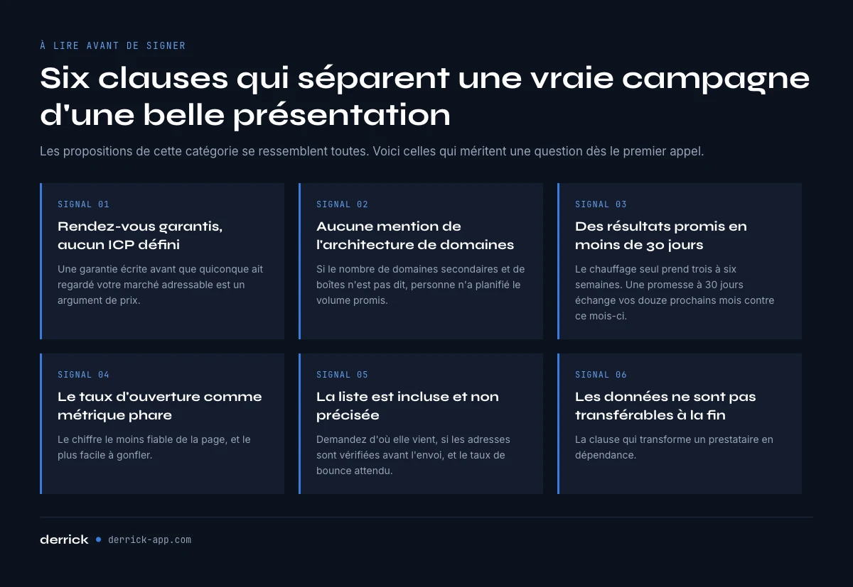 Signaux d'alerte dans la proposition d'une agence cold email aux États-Unis