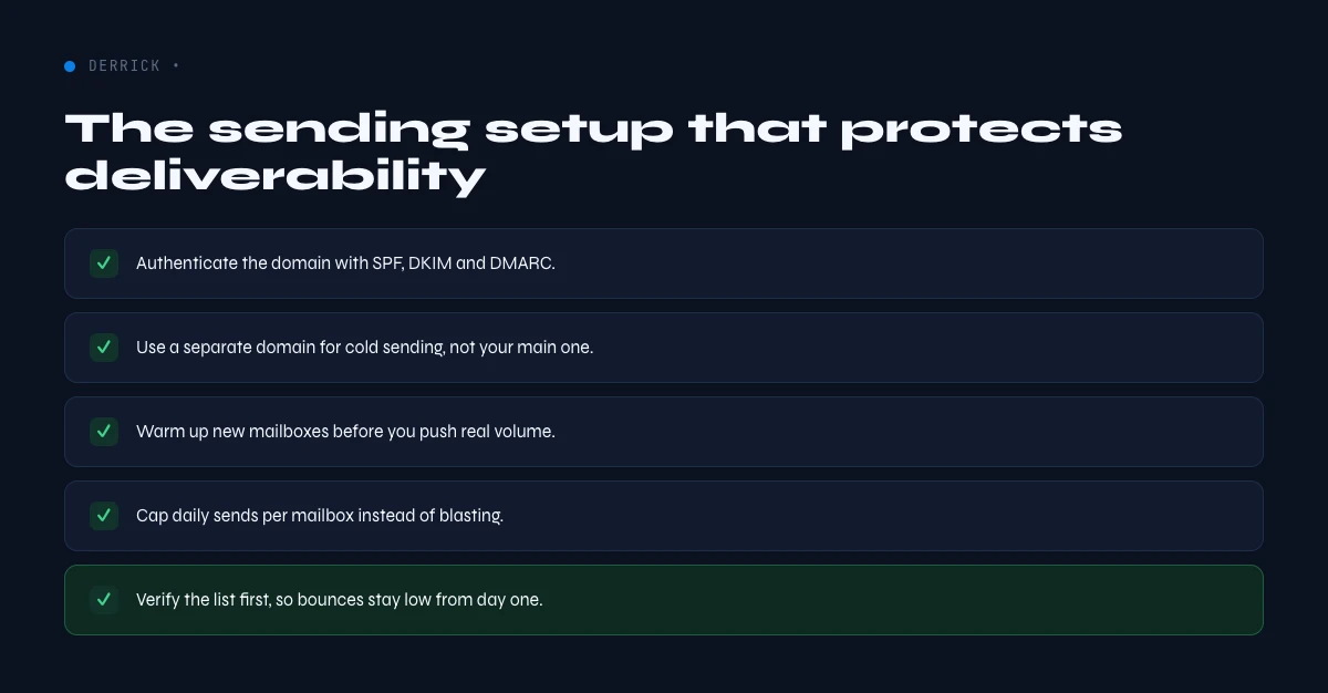 cold email sending setup checklist