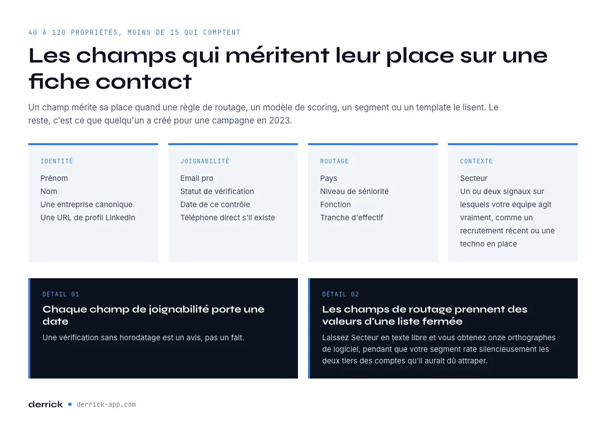 Anatomie d’une fiche contact CRM sur laquelle on peut router