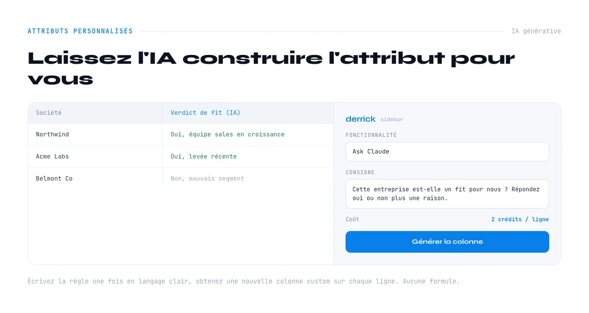 attribut personnalise genere par IA dans Google Sheets