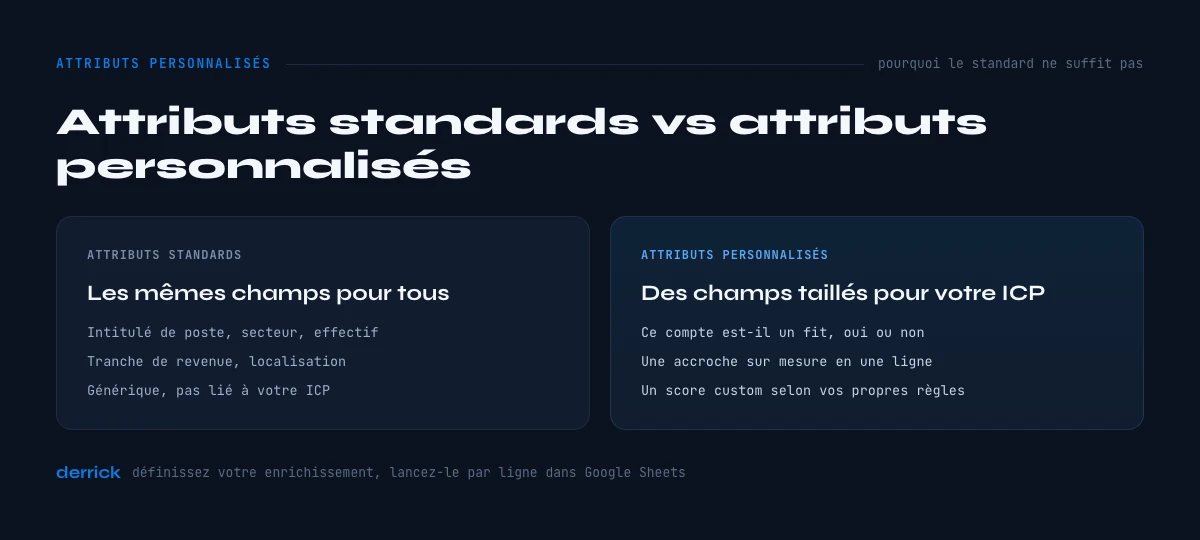 attributs de donnees standards vs personnalises
