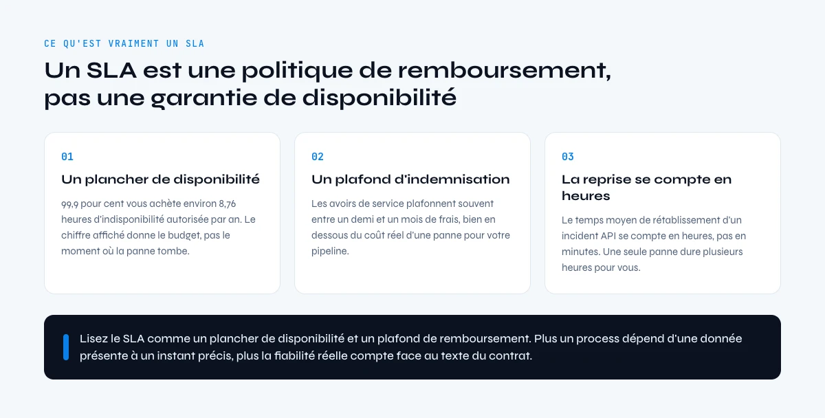 API d'enrichissement de données fiabilité des SLA