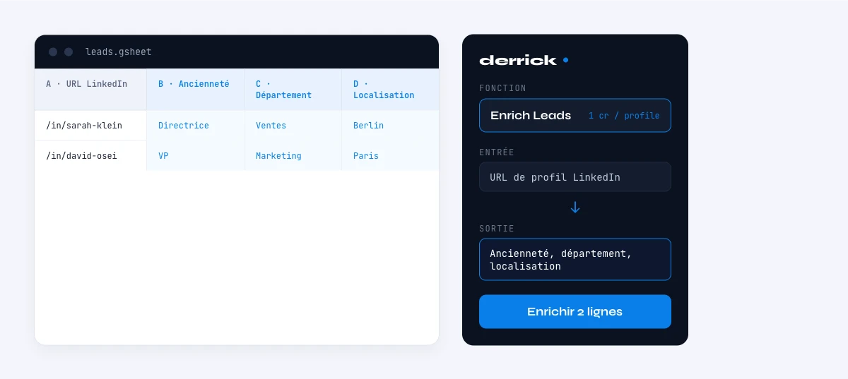 collecter les donnees demographiques dans Google Sheets avec Derrick