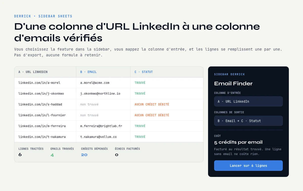 Email finder dans une sidebar Google Sheets