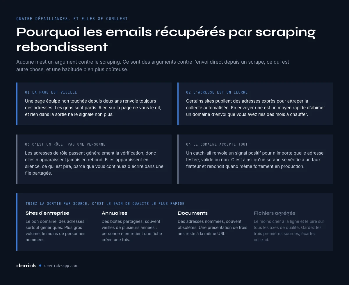 pourquoi les emails récupérés par scraping rebondissent