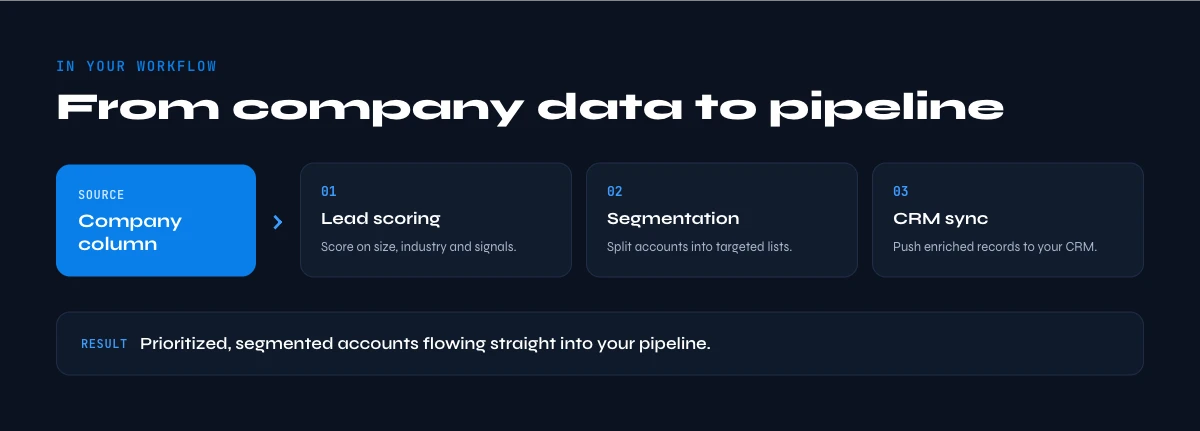 use extracted company data in a B2B prospecting workflow