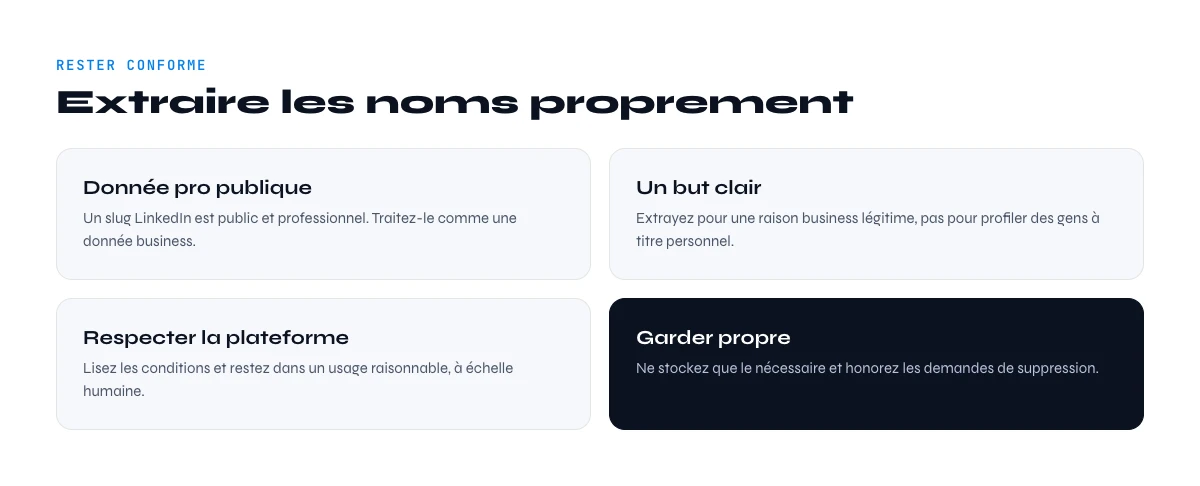 extraire des noms depuis linkedin en restant conforme