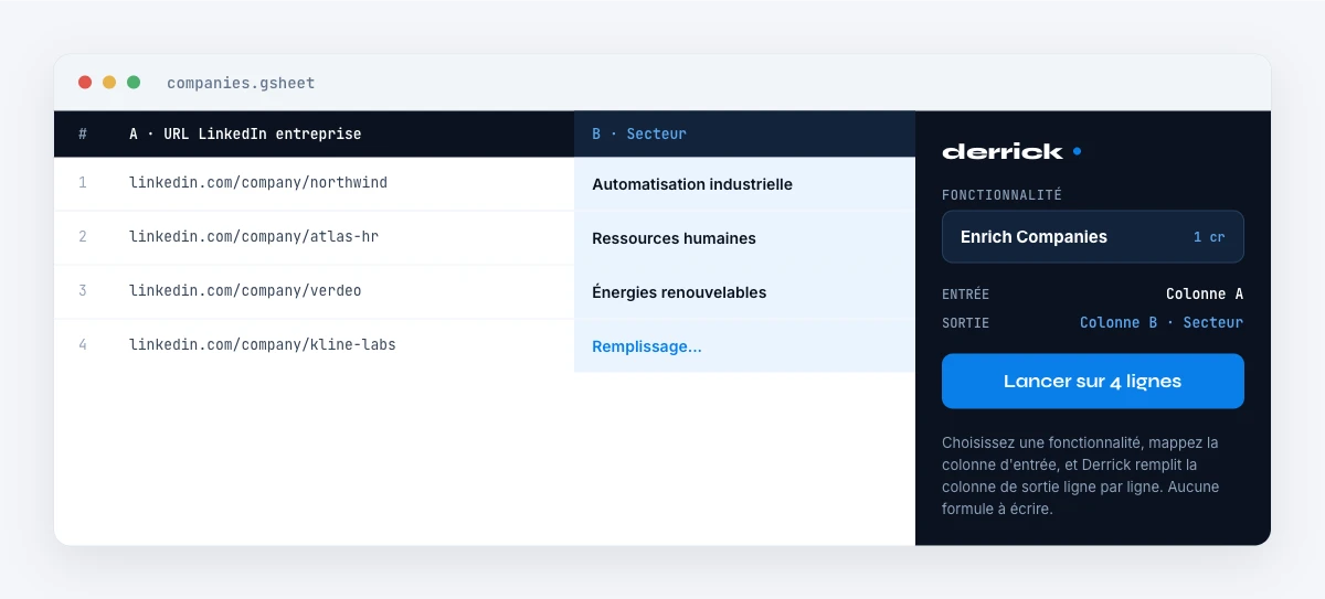 extraire les secteurs d'entreprise a grande echelle avec Derrick