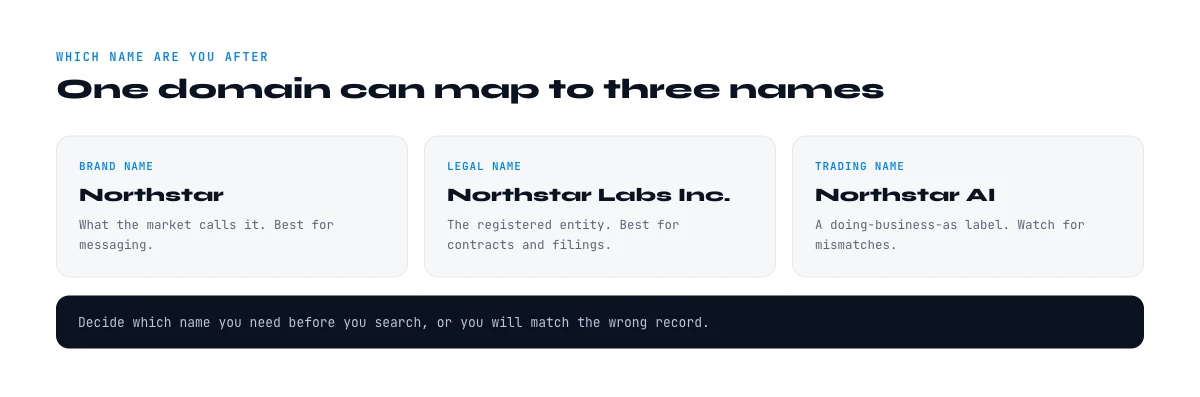 which company name to find from a domain