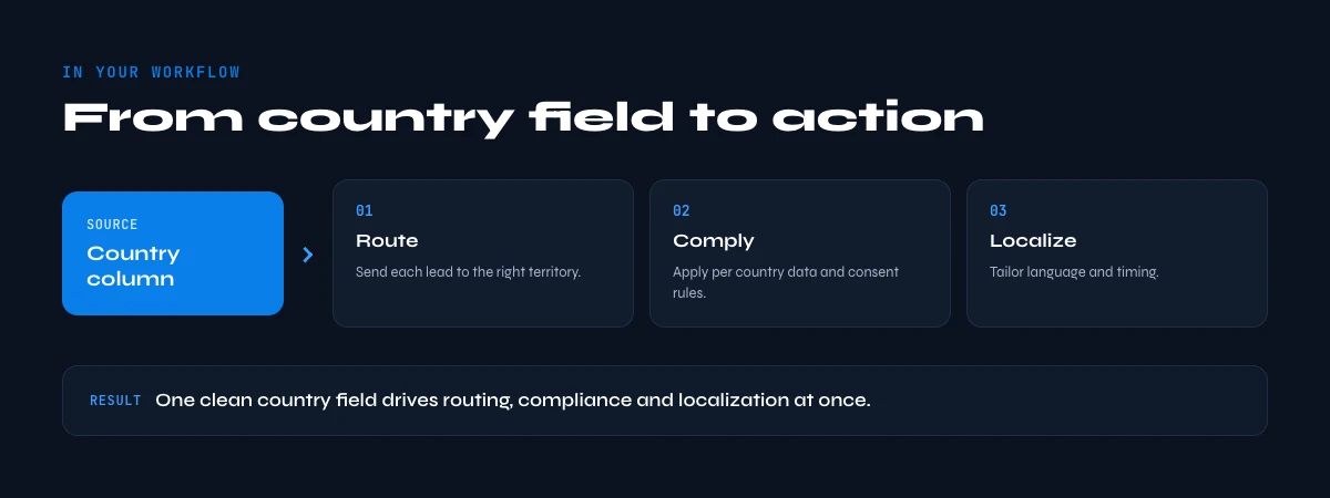 use country data in a B2B prospecting workflow