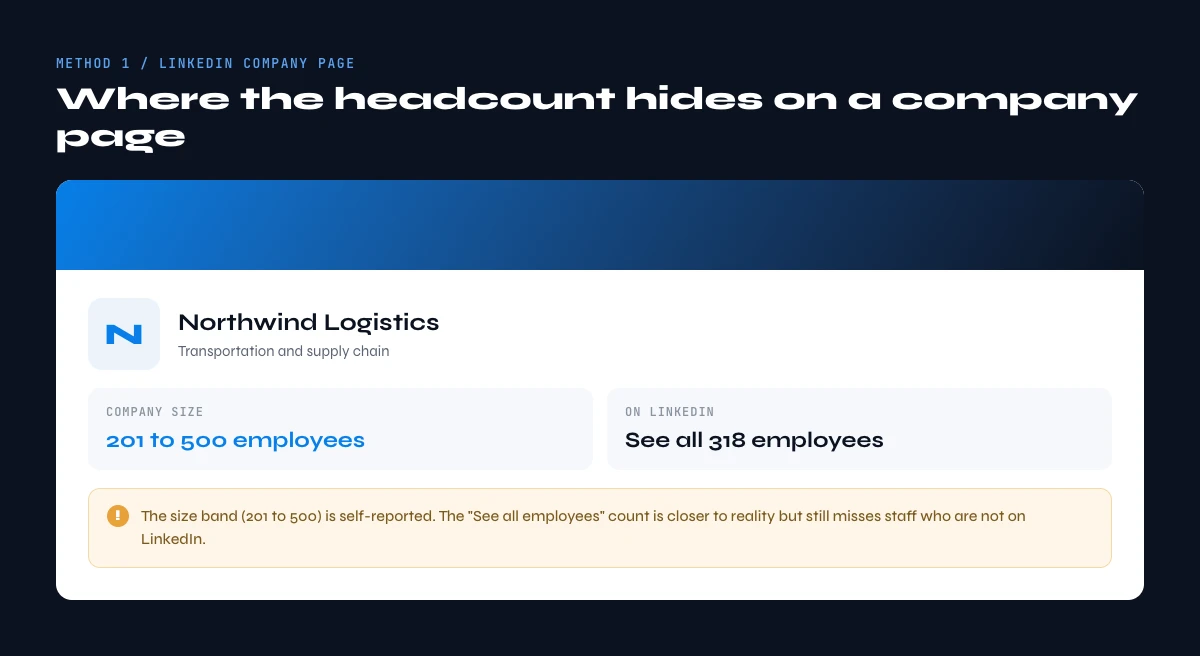 find company employee count on a LinkedIn company page