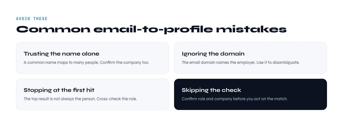 mistakes matching emails to linkedin profiles