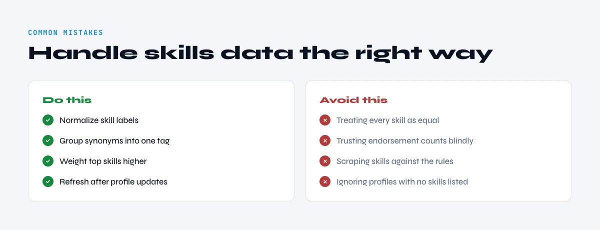 common mistakes with LinkedIn skills data