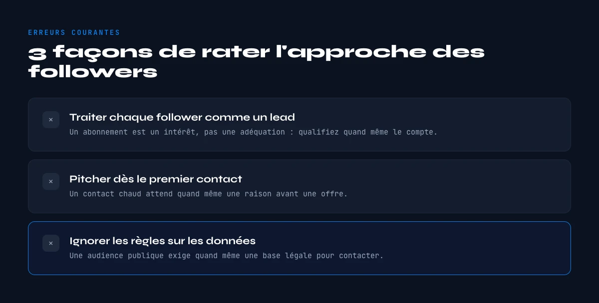 erreurs a eviter dans l'approche des followers LinkedIn