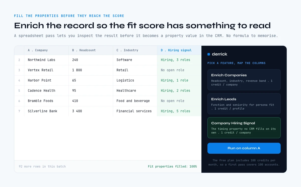Enriching CRM properties before HubSpot lead scoring reads them