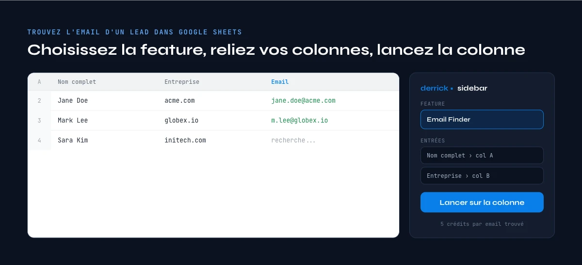 trouver l'email d'un lead dans Google Sheets