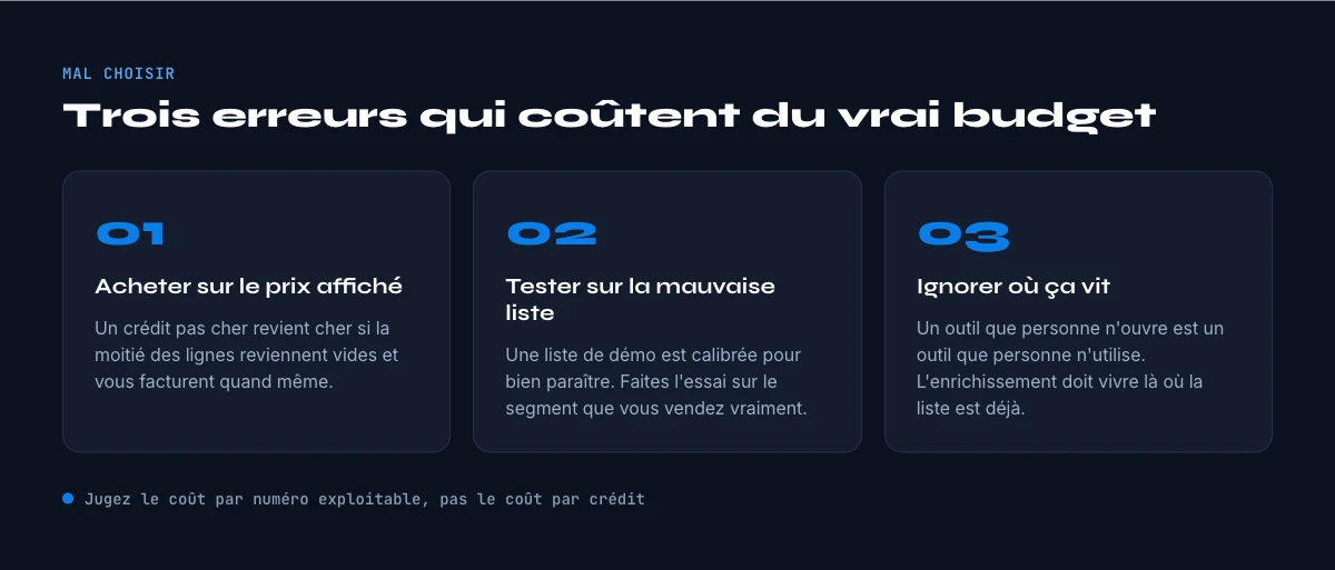 erreurs frequentes au moment de choisir un outil d'enrichissement telephone