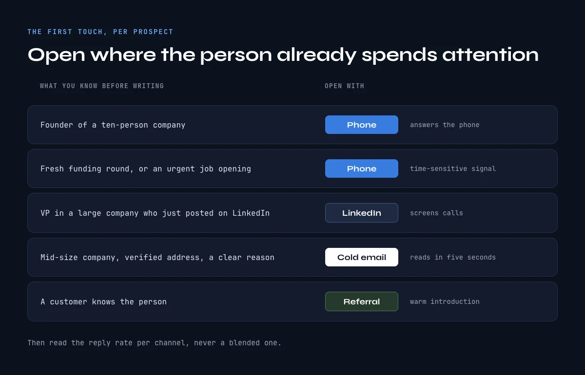 How to prospect effectively: choosing the first-touch channel per prospect
