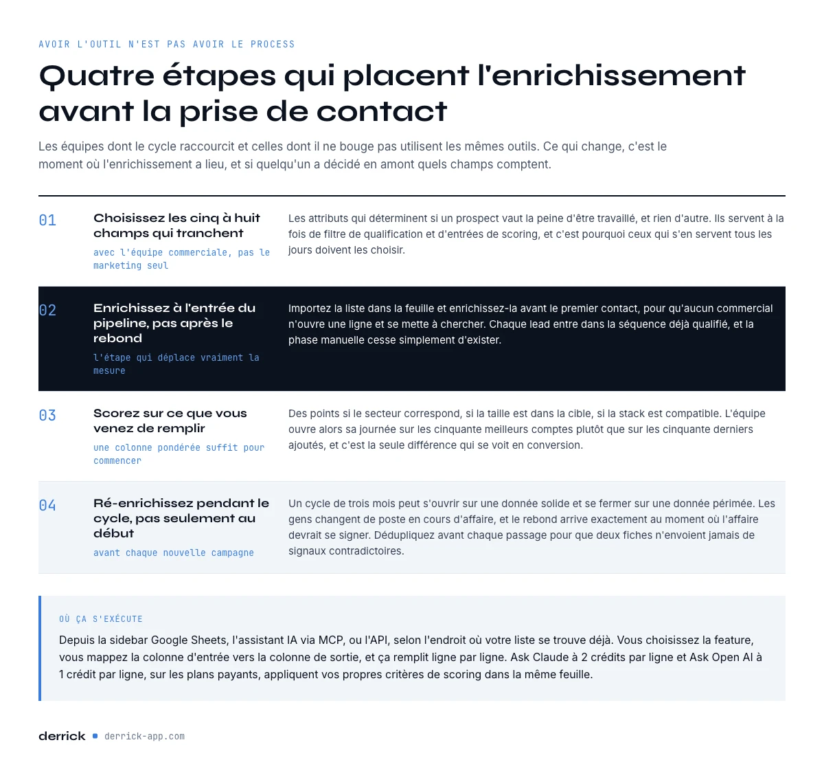 mettre en place un process d'enrichissement qui accélère le pipeline