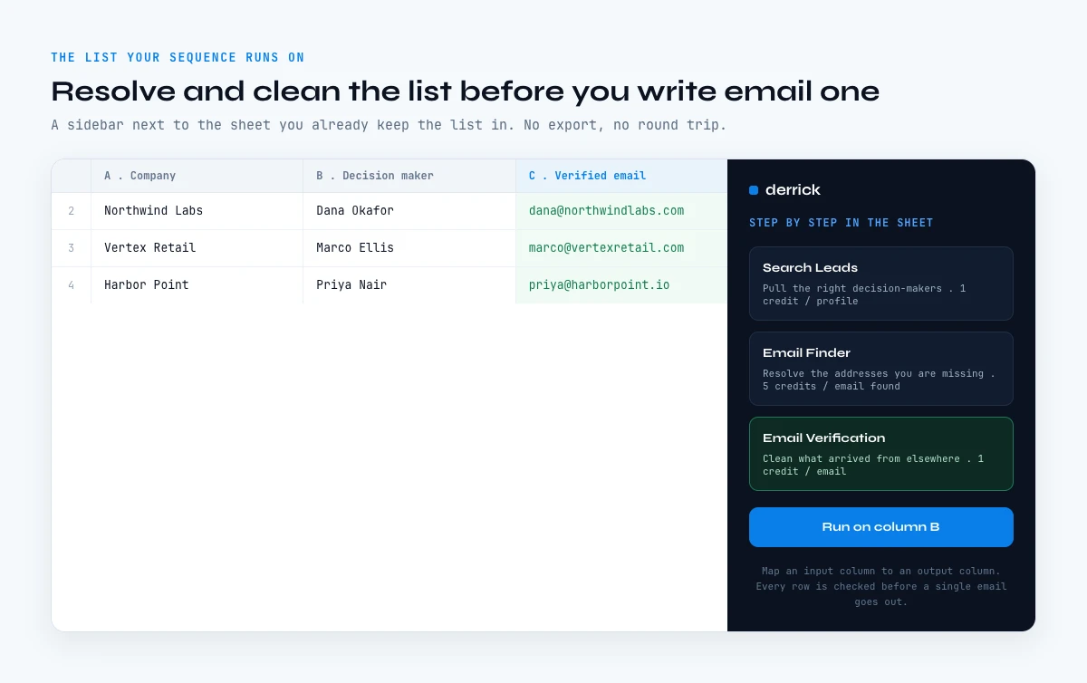 build a sales email sequence list in Google Sheets with Derrick