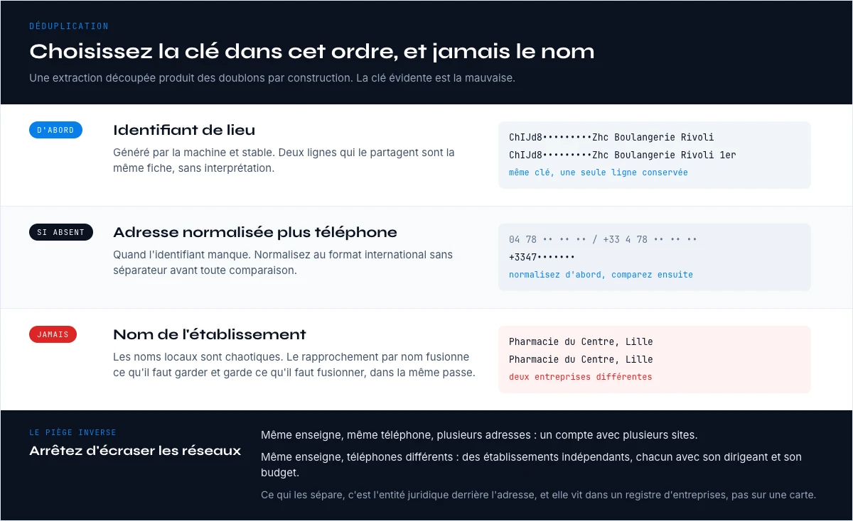 Scraper Google Maps entreprises : les clés de déduplication à utiliser