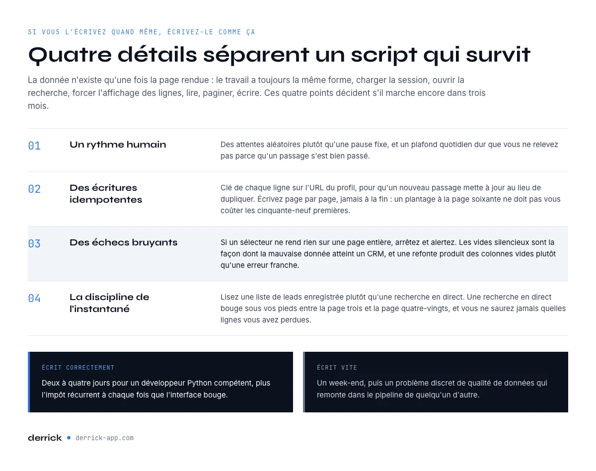Écrire un scraper Sales Navigator en Python qui survit
