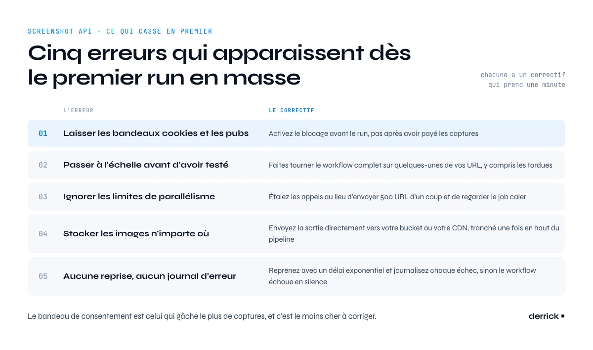 erreurs fréquentes avec une screenshot API et leurs correctifs