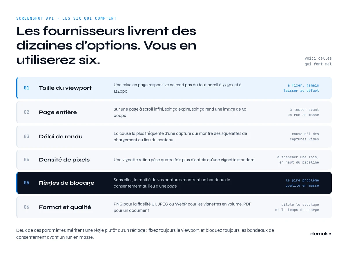 paramètres de rendu d'une screenshot API qui changent le résultat
