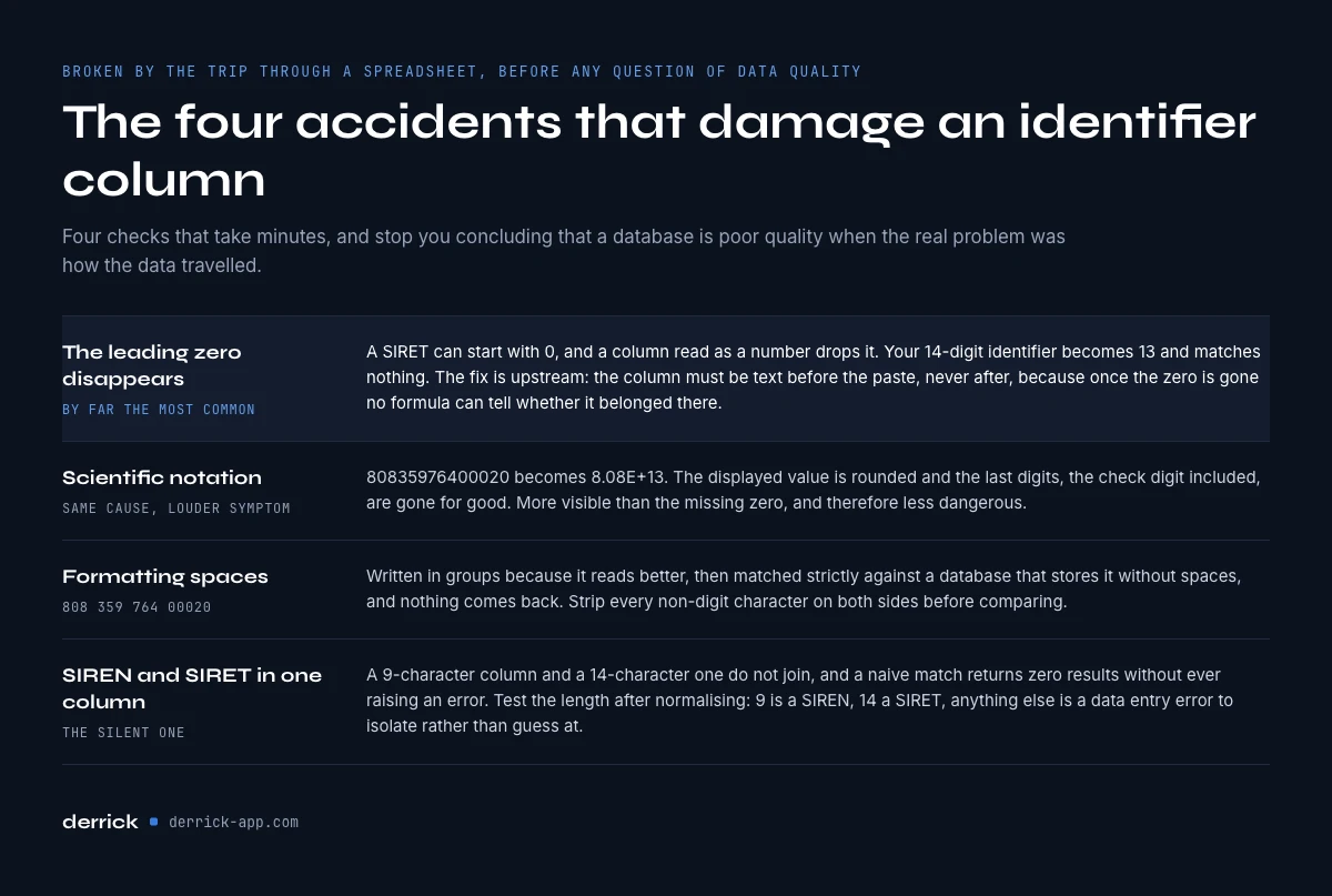 the four spreadsheet accidents that damage a SIRET column