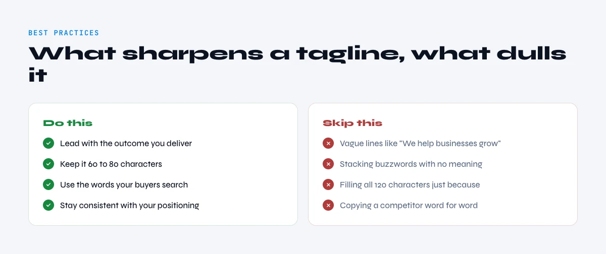 bonnes pratiques du company tagline LinkedIn