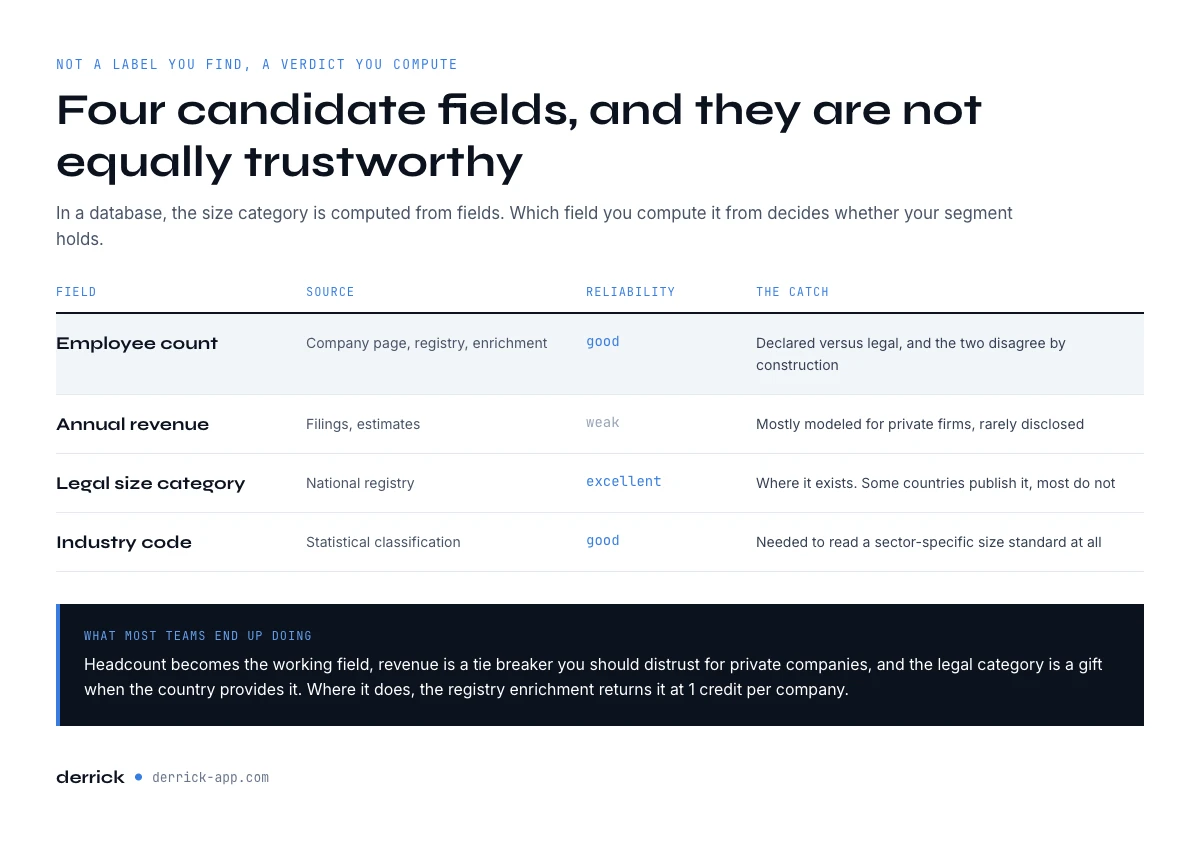 What is an SMB in business data terms, four candidate fields