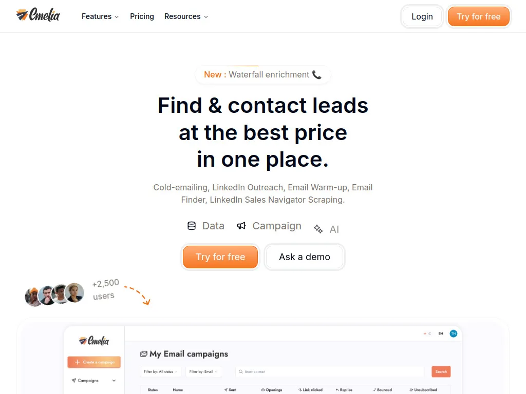Emelia dashboard screenshot - Emelia review 2026