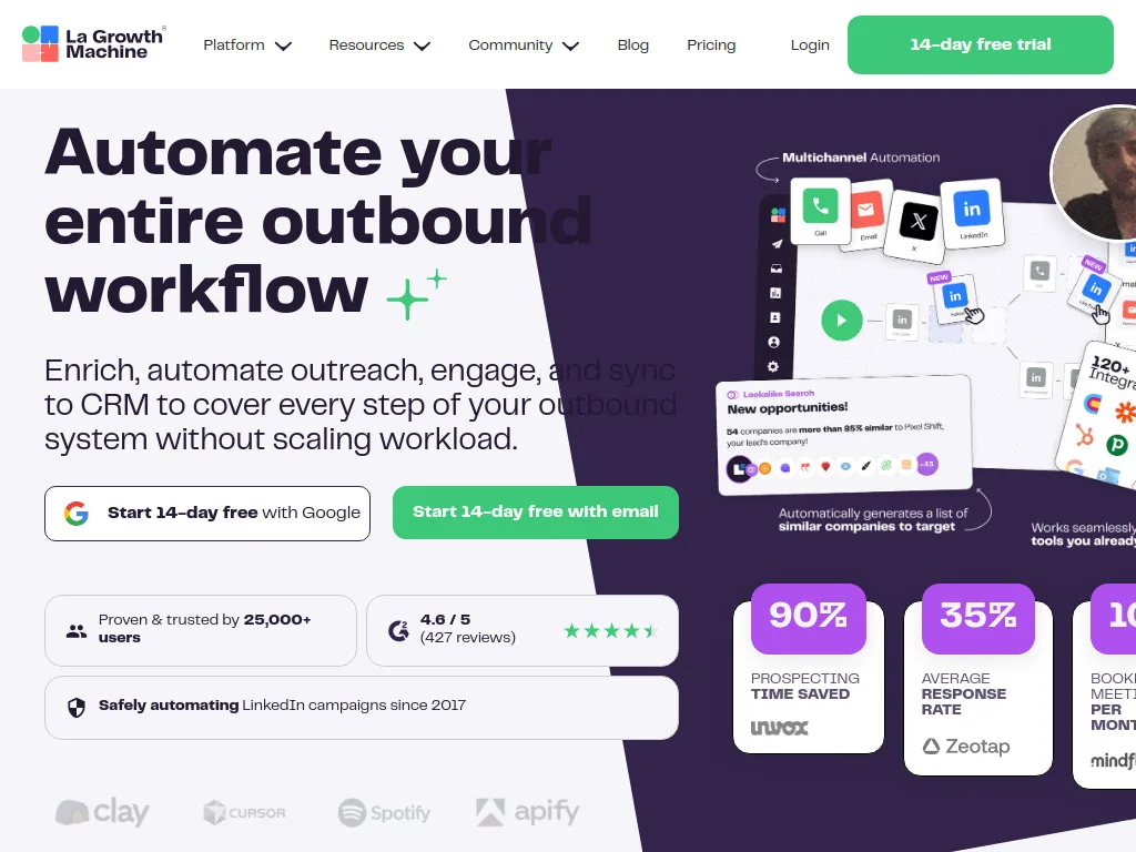 LaGrowthMachine dashboard screenshot - LaGrowthMachine review 2026