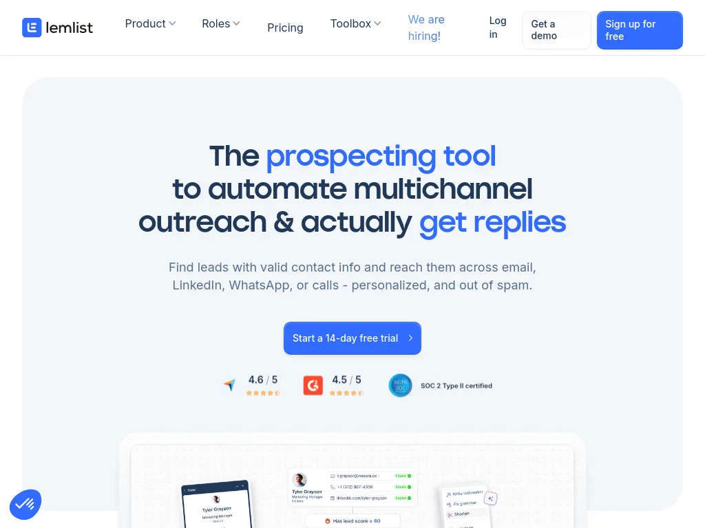 lemlist dashboard screenshot - lemlist review 2026