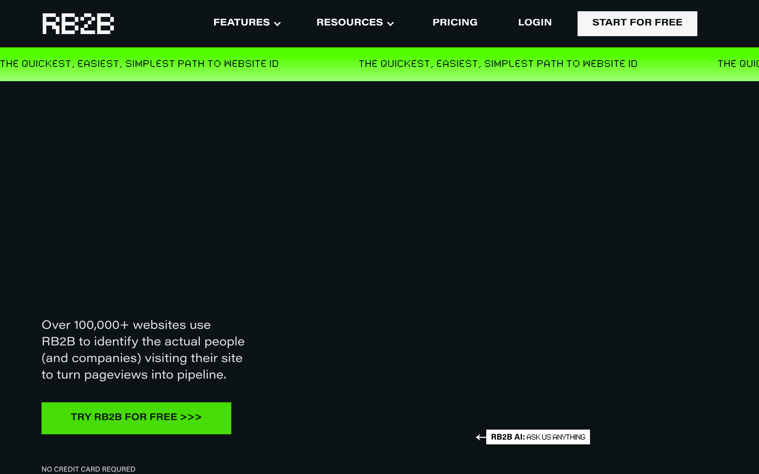 RB2B dashboard screenshot - RB2B review 2026