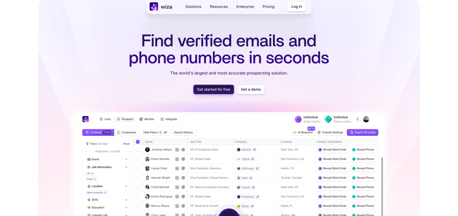 Wiza dashboard screenshot - Wiza review 2026