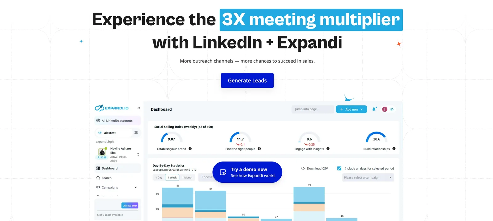 Expandi dashboard screenshot - Expandi review 2026