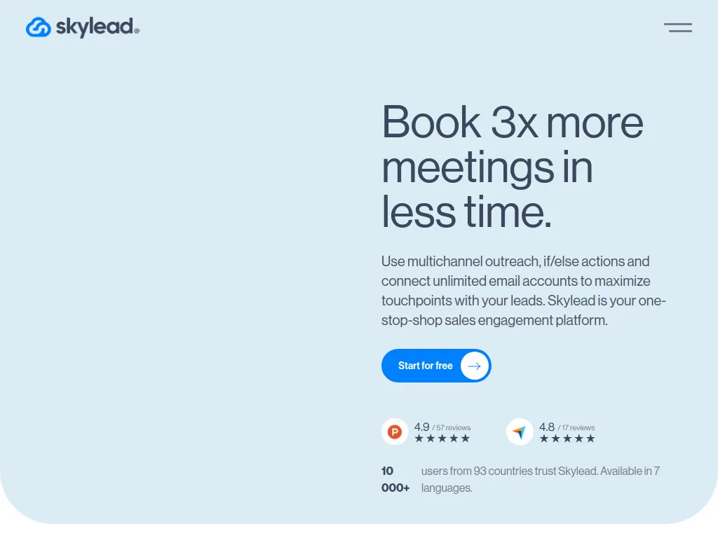 Skylead dashboard screenshot - Skylead review 2026