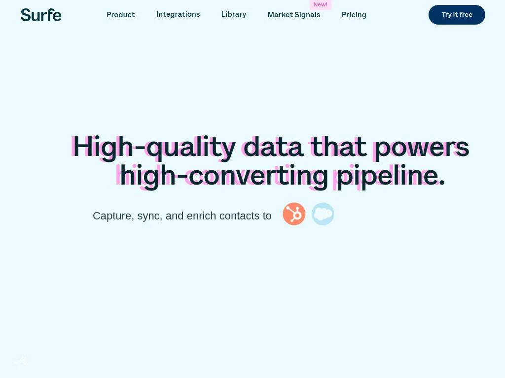 Surfe dashboard screenshot - Surfe review 2026